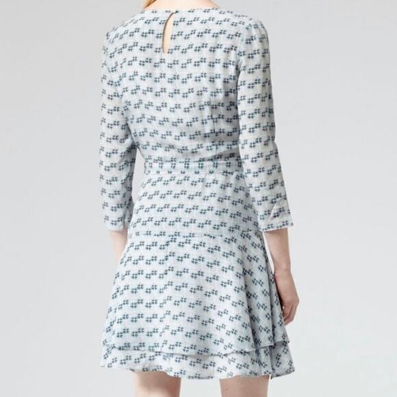 Reiss Giselle Watercolor Three-Quarter
Sleeve Blue Geo Print Silk Dress Size 8 - Picture 5 of 5